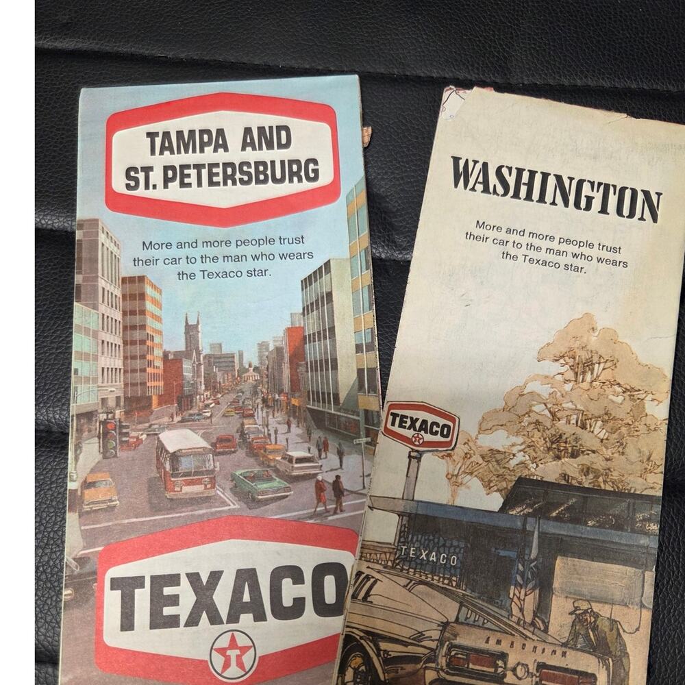 VTG Texaco Maps Lot Tampa & St Petersburg + Washington 1960s-70s Travel Ephemera